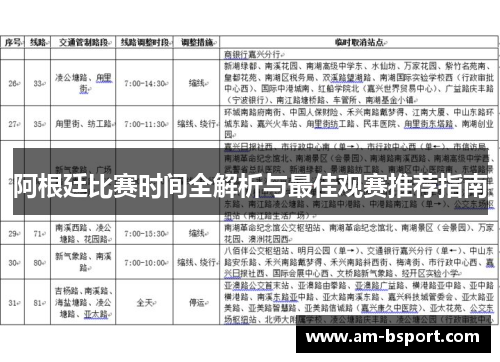 阿根廷比赛时间全解析与最佳观赛推荐指南